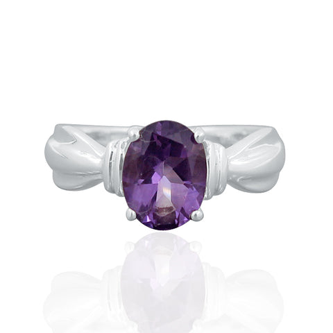 925 Sterling Silver Amethyst Gemstone Ring (D48) - PAAIE