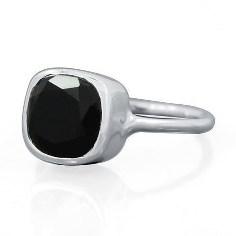 925 Sterling Silver Black Onyx Gemstone Ring (D50) - PAAIE