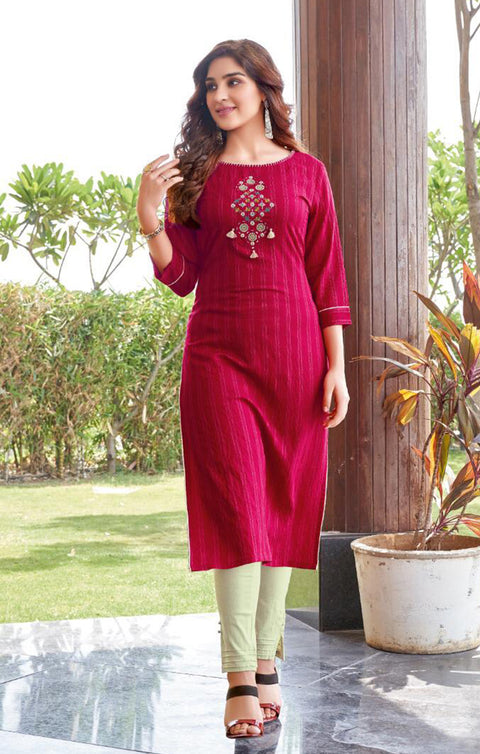 Astonishing Pink Designer Kurti with Pant For Casual and Ethnic Wear (K210) - PAAIE