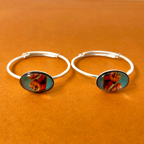 Unisex Adjustable Silver Baby Bangle Set (Design 23) - PAAIE