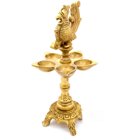 Peacock Design 5 Oil Wick Brass Diya, Home Decor, Indian Art, Oil Lamp , Home Decor (Design 6)