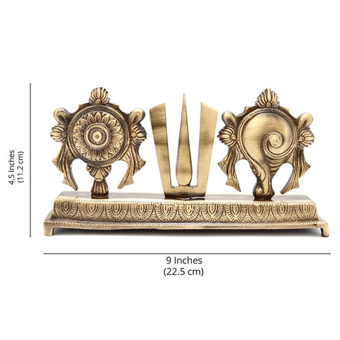 Brass Shankh Chakra Namah Statue, Religious Decor Statues, Temple Pooja, Lord Vishnu Statue, Diwali Puja, Brass HandCrafted Vishnu Symbol (Design 34)