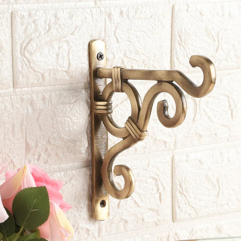 Ethnic Carved Brass Wall Lantern Diya Hanger, Plant Hanger, Bird Feeder Hanger, Plant Decor (Design 8)