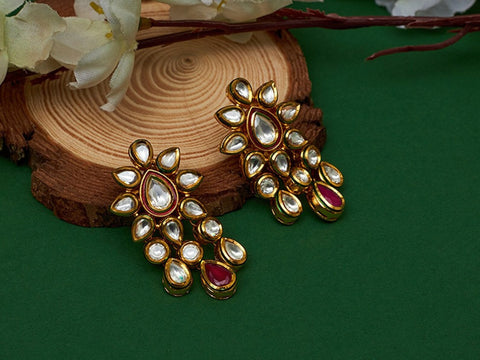 Bridal Designer Gold Plated White Kundan Set (D138)