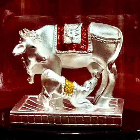 999 Pure Silver Designer Cow and Calf Idol - PAAIE