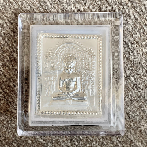 Mahaveer Ji Pure Silver Frame for Housewarming, Gift and Pooja 2 x 2.5 (Inches) - PAAIE