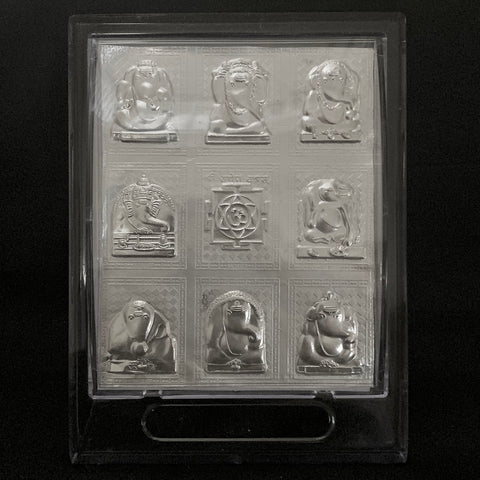 Ashtavinayaka Pure Silver Frame for Housewarming, Gift and Pooja 6.8 x 5 (Inches) - PAAIE
