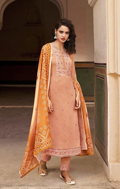 Ravishing Orange Designer Suit with Dupatta In Modern Style (K383) - PAAIE
