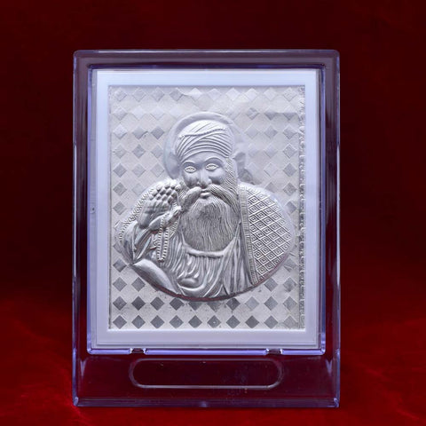 Guru Nanak Pure Silver Frame for Housewarming, Gift and Pooja 6.8 x 5 (Inches) - PAAIE
