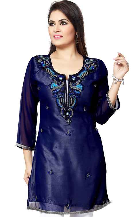 Smashing Blue Denim Indian Ethnic Kurti For Casual Wear (K487)