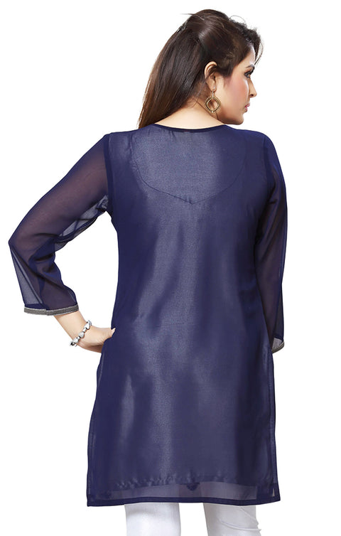 Smashing Blue Denim Indian Ethnic Kurti For Casual Wear (K487)