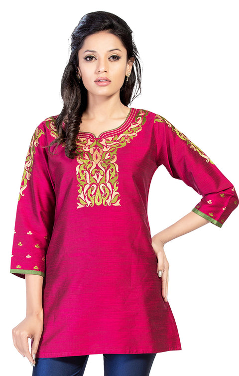 Splendid Magenta Color Indian Ethnic Kurti For Casual Wear (K492)