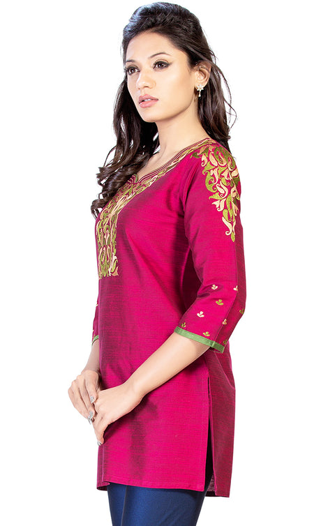 Splendid Magenta Color Indian Ethnic Kurti For Casual Wear (K492)