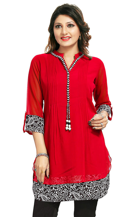 Extraordinary Red Color Indian Ethnic Kurti For Casual Wear (K486)
