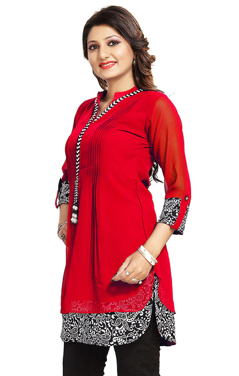 Extraordinary Red Color Indian Ethnic Kurti For Casual Wear (K486)