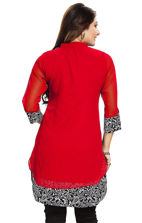Extraordinary Red Color Indian Ethnic Kurti For Casual Wear (K486)