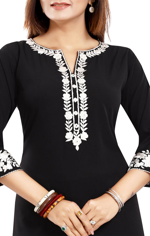Exquisite Black Color Indian Ethnic Kurti For Casual Wear (K490)
