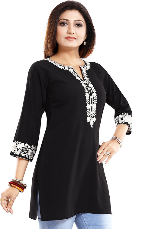 Exquisite Black Color Indian Ethnic Kurti For Casual Wear (K490)