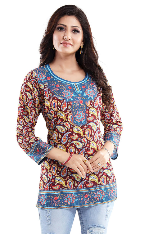 Charming Brown Color Indian Ethnic Kurti For Casual Wear (K501)