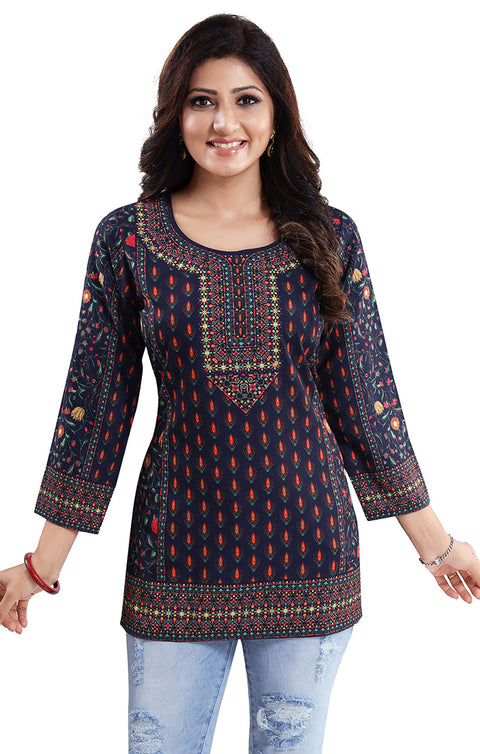 Outstanding Blue Color Indian Ethnic Kurti For Casual Wear (K480)