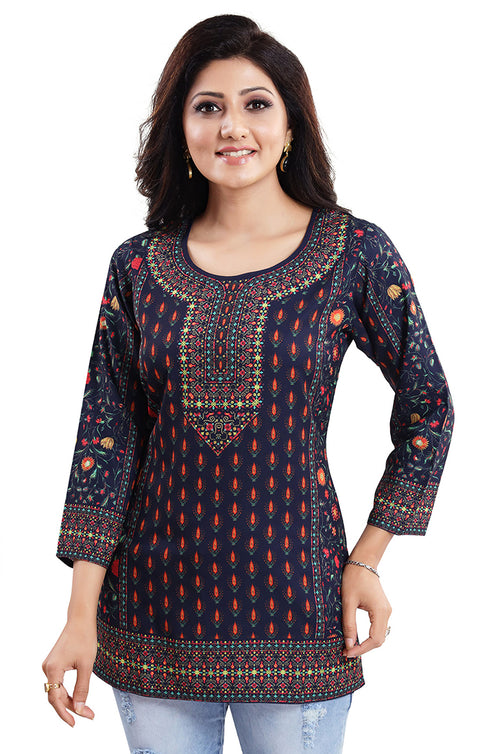 Outstanding Blue Color Indian Ethnic Kurti For Casual Wear (K480)