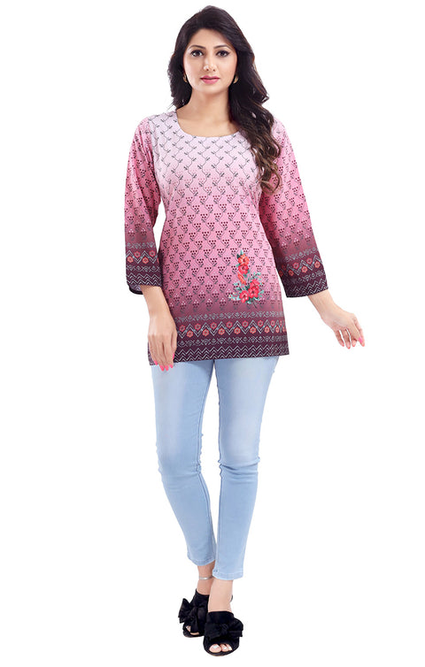Extraordinary Pink Color Indian Ethnic Kurti For Casual Wear (K632)