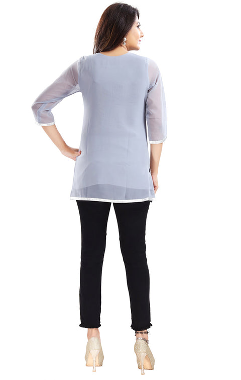 Extraordinary Gray Color Indian Ethnic Kurti For Casual Wear (K638)