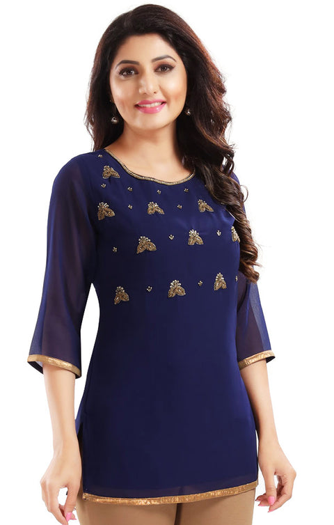 Imposing Blue Color Indian Ethnic Kurti For Casual Wear (K494)