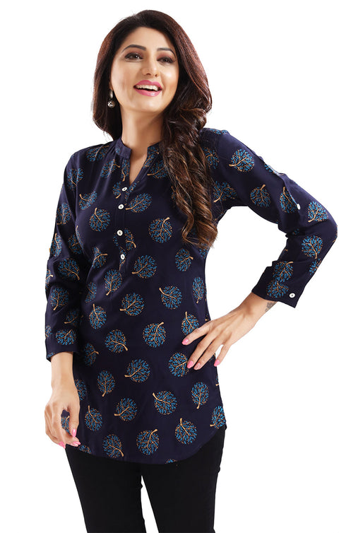 Captivating Navy Blue Color Indian Ethnic Kurti For Casual Wear (K530)