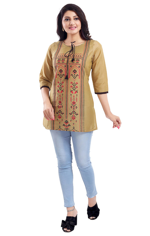 Sensational Beige Color Indian Ethnic Kurti For Casual Wear (K529)