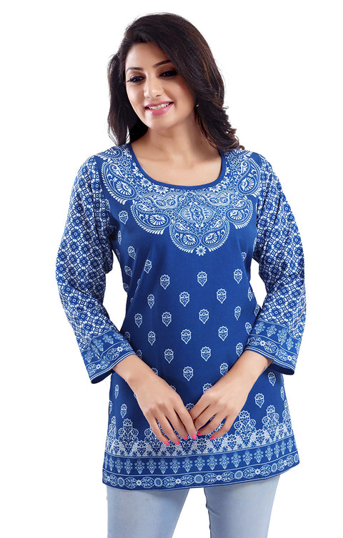 Extraordinary Blue Color Indian Ethnic Kurti For Casual Wear (K635)