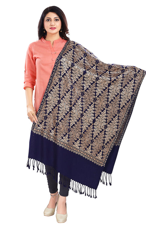 Fashionable Women's Navy Blue Stole With Embroidery Work For Casual, Party Wear (D6)