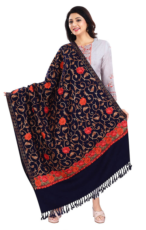 Fashionable Women's Black Shawl With Embroidery Work For Casual, Party Wear (D7)