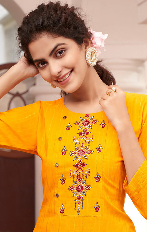 Captivation Yellow Color Indian Ethnic Kurti For Casual Wear (K520)