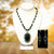 Dual Tone Designer Oxidized Silver Necklace made with Green Beads - PAAIE