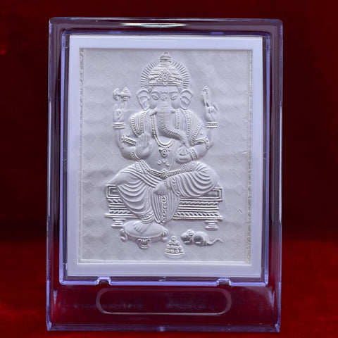 Ganesha Pure Silver Frame for Housewarming, Gift and Pooja