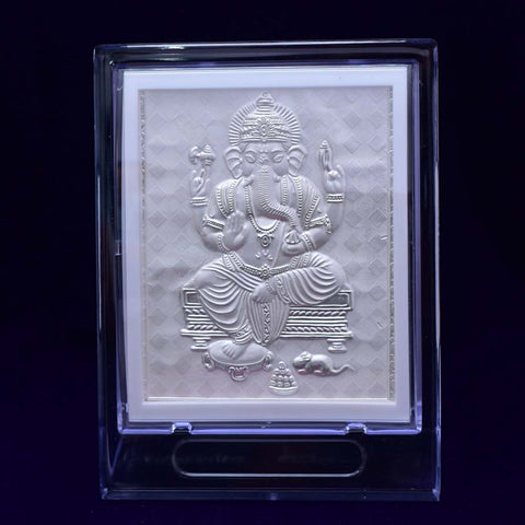 Ganesha Pure Silver Frame for Housewarming, Gift and Pooja